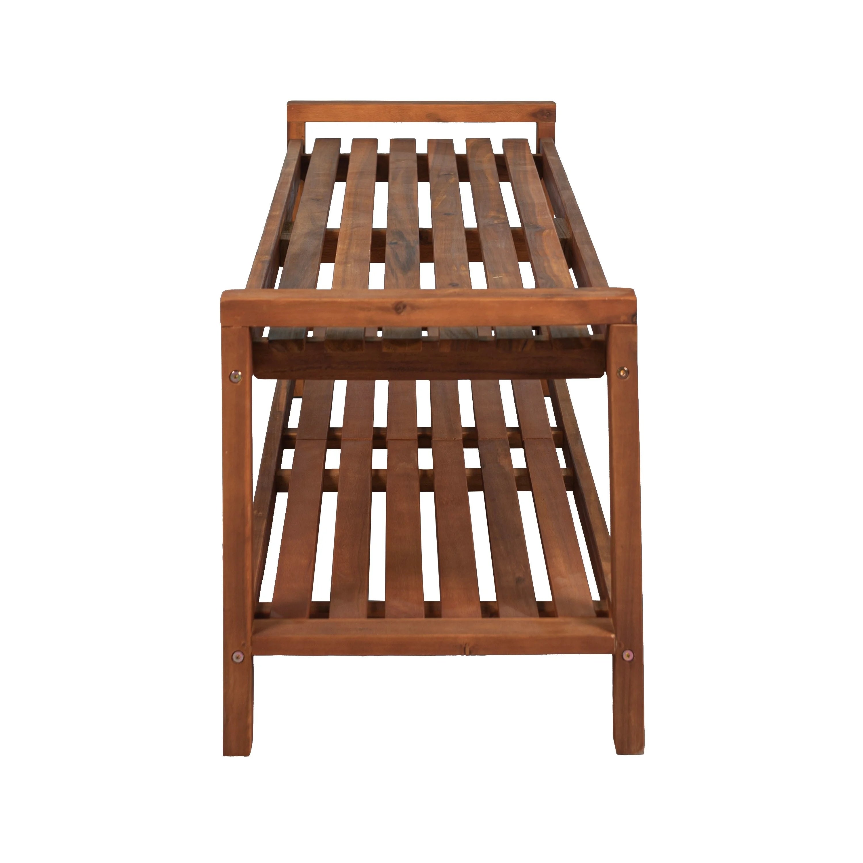 Mid-Century Modern Acacia Wood 3-Seat Outdoor Patio Bench P2534