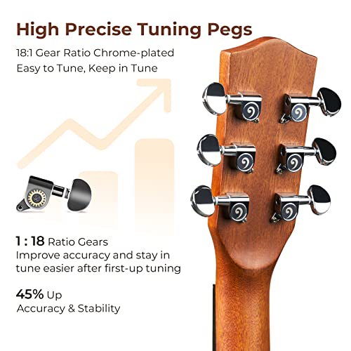 Acoustic Guitar Kit for Beginner Adult Full Size Cutaway Natural Bundle with Bag Strap Tuner Capo Pickguard Pick O993