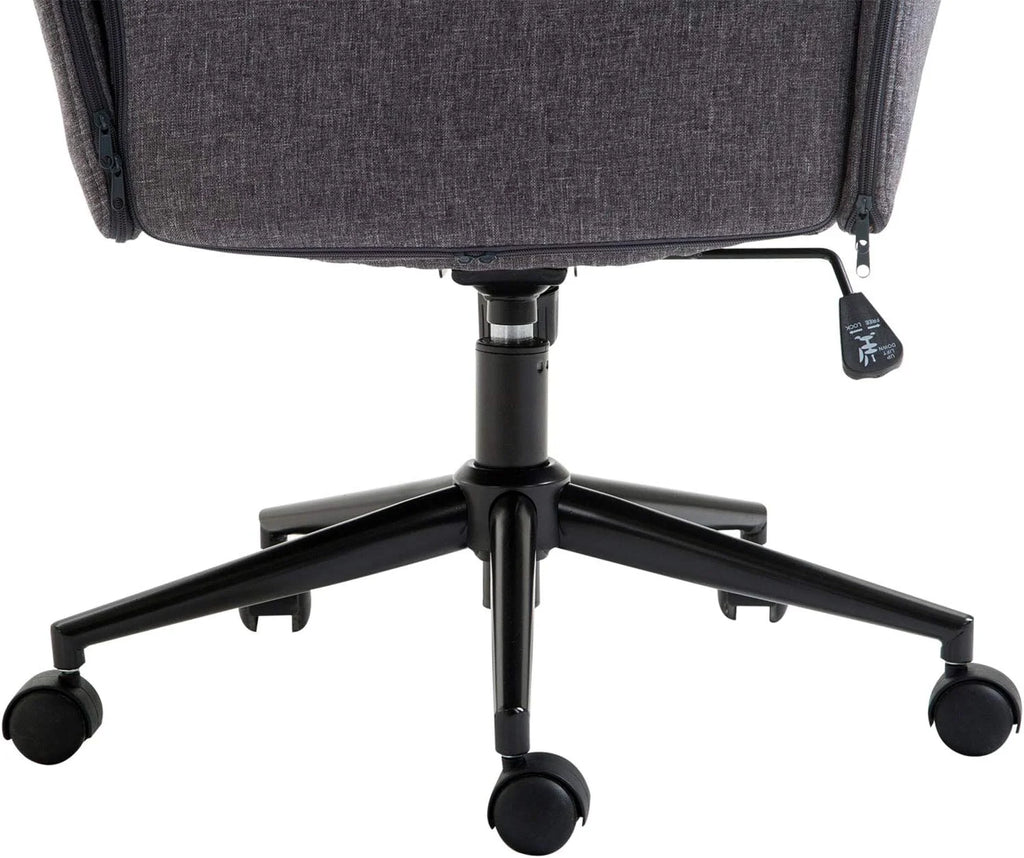 Linen Office Chair, Tufted Adjustable Computer Chair with Swivel Wheels, Dark Gray K806506