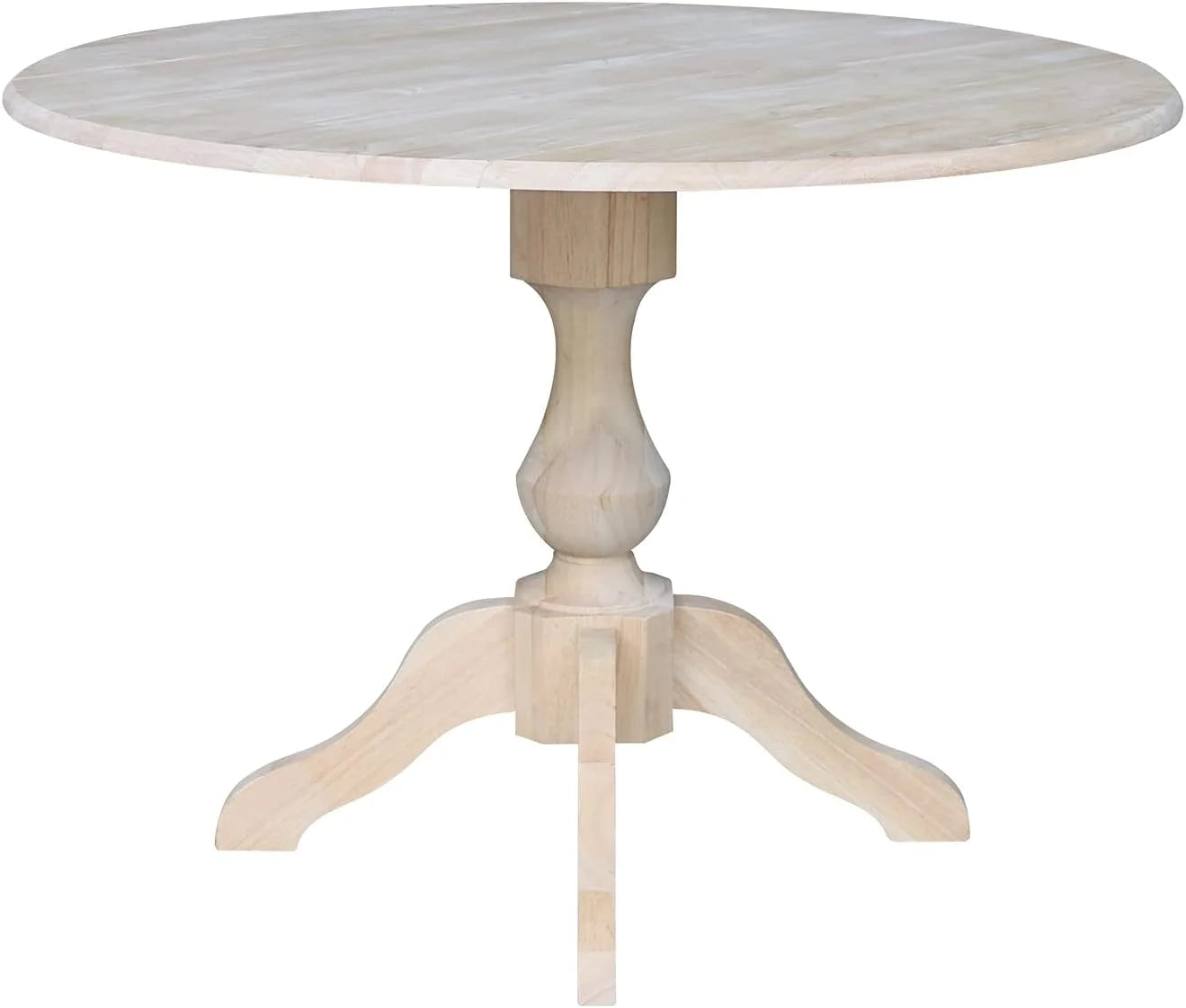 Round Dual Drop Leaf Pedestal Dining Table, Unfinished K6880