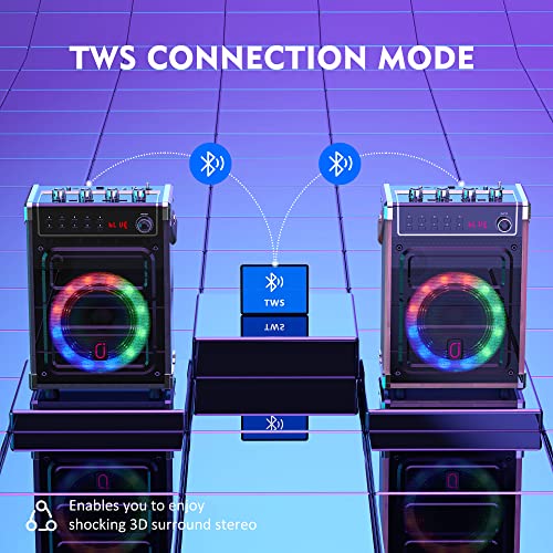 Karaoke Machine with 2 Wireless Microphones, Bluetooth Speaker, LED Light D3569
