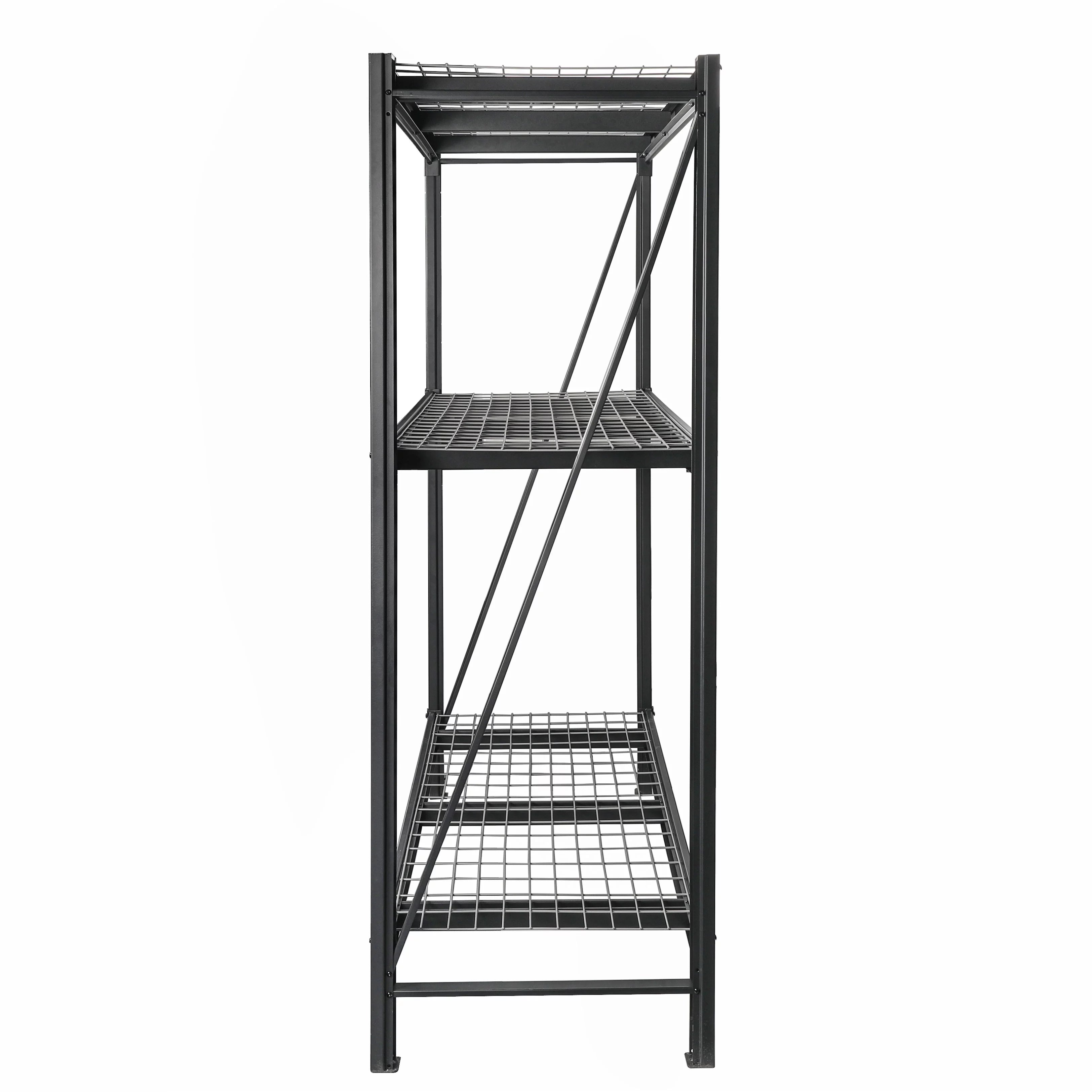 Steel 3-Tier Storage Shelf Unit, 72H x 77W x 24D, Black W154452