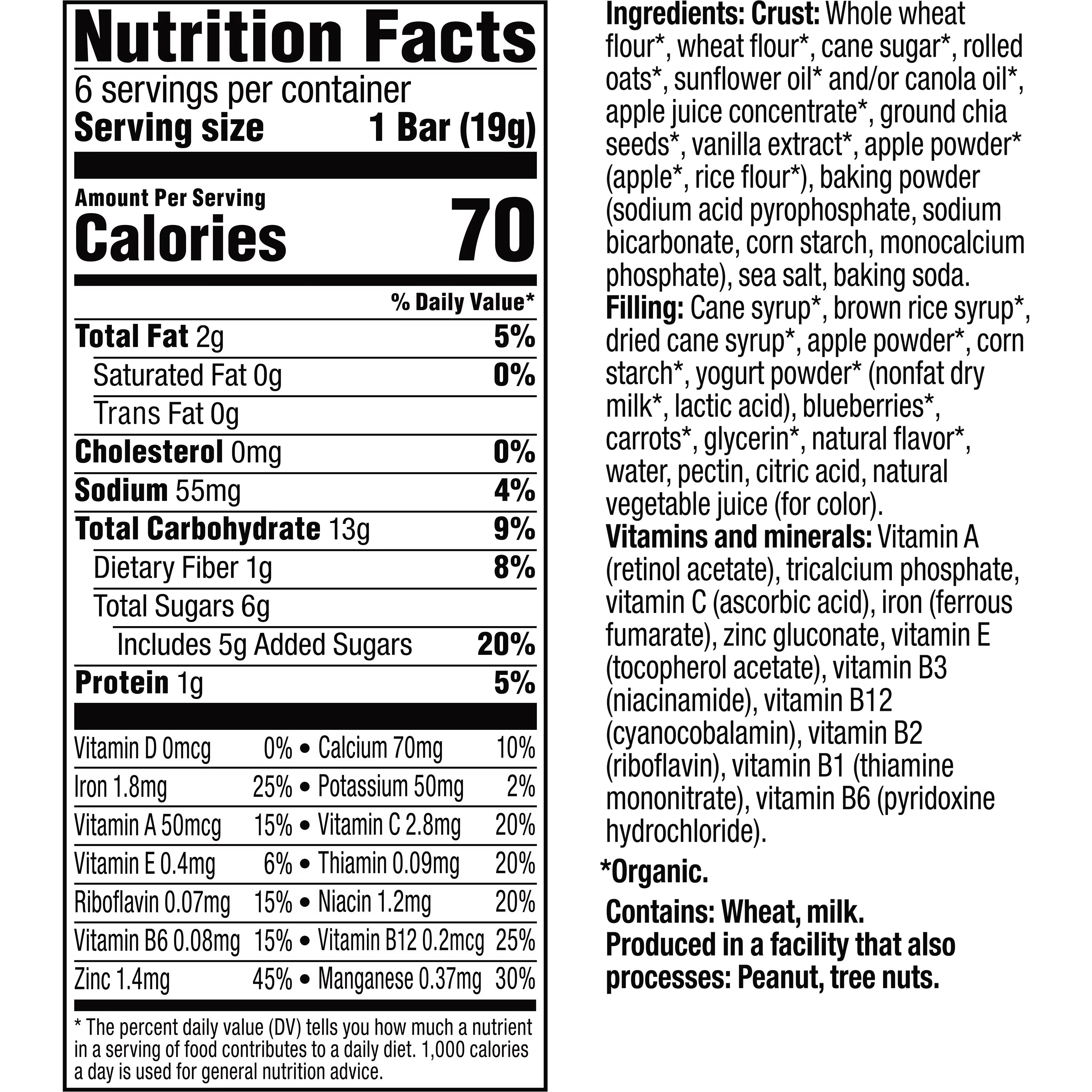 Blueberry Snack Bars, 0.67 oz, 48 Count F103