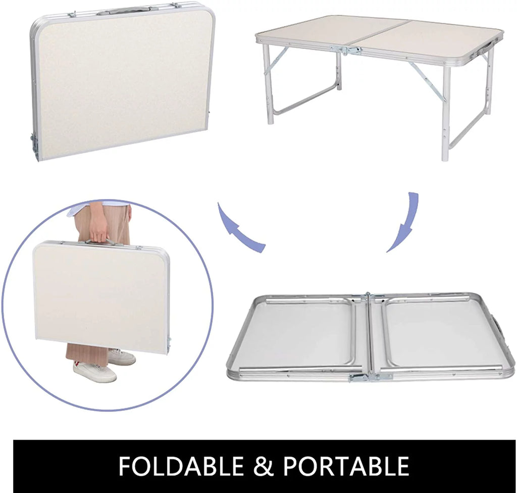 Aluminum Folding Camping Table, Height Adjustable Portable Outdoor Card Table Q337187