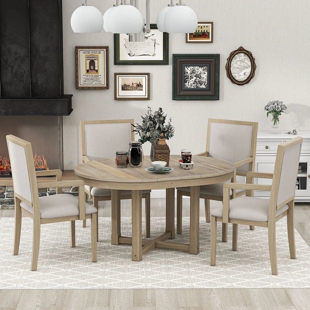 Extendable Wood Dining Table Set, 5-Piece T476437