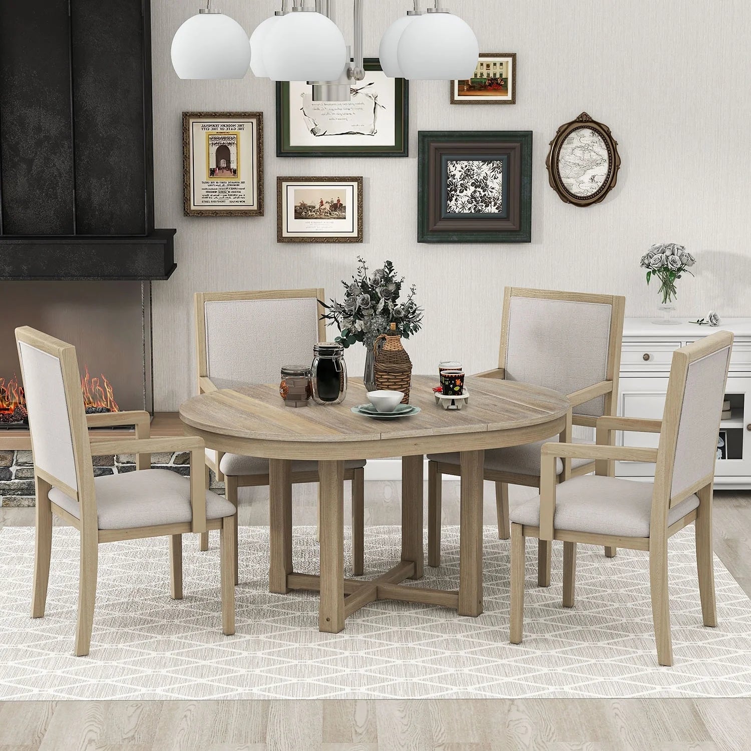 Extendable Wood Dining Table Set, 5-Piece T476437