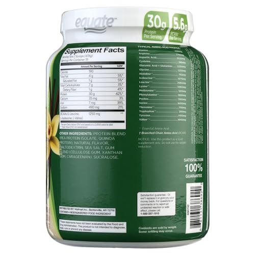 Plant-Based Protein Supplement, 2 lbs, Vegan, Non-GMO, Pea & Quinoa Blend, Vanilla Q833