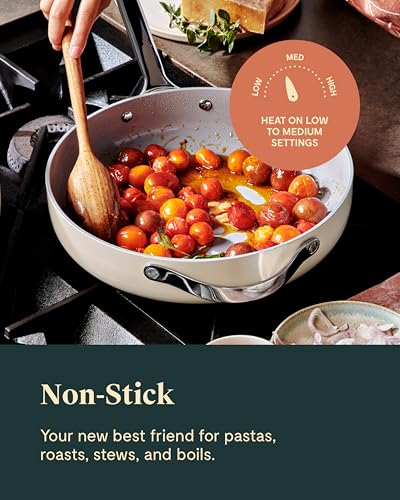 Nonstick Ceramic Sauté Pan with Lid, 4.5 qt, Oven Safe, Gray Q367