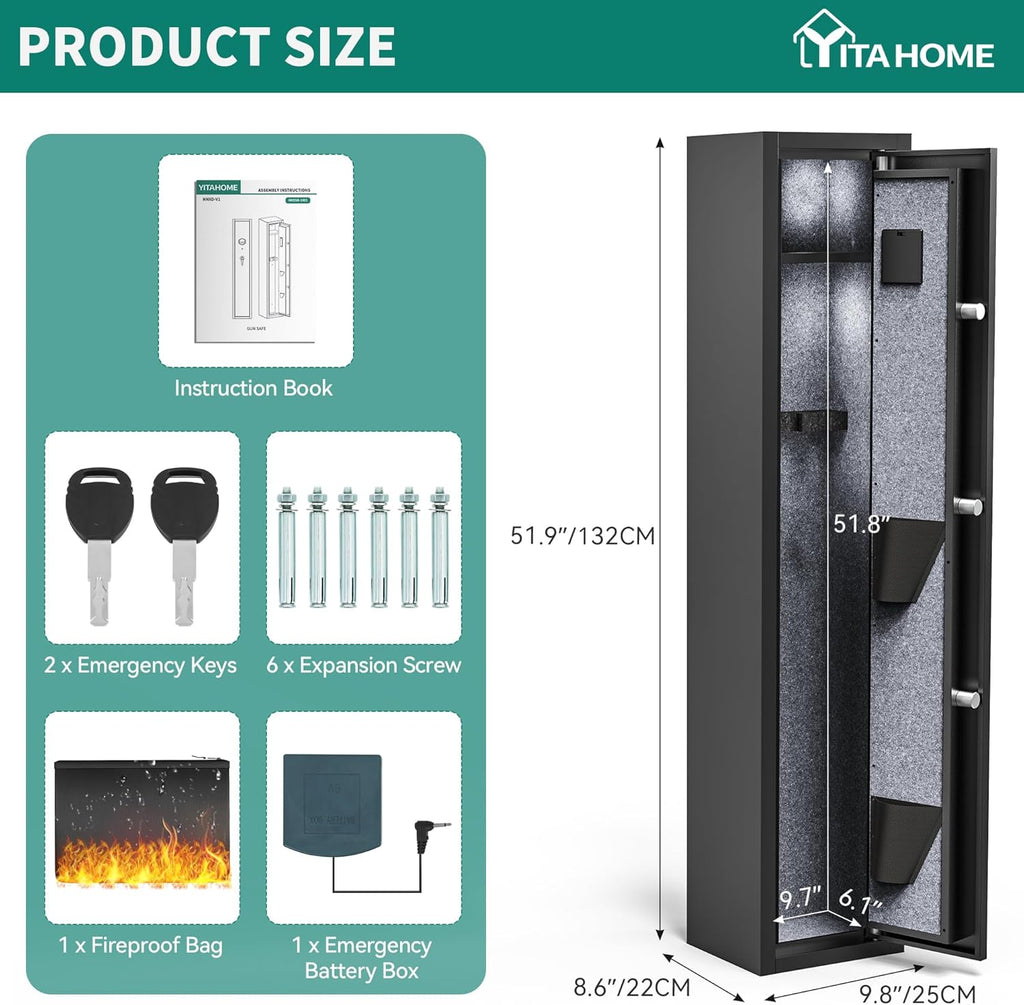 3-5 Rifle Gun Safe with Digital Keypad and Fireproof Bag Z38609