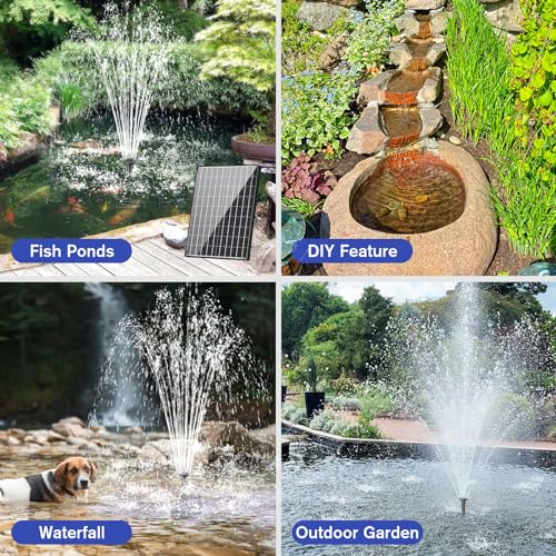 Solar Pond Pump 30W, 430GPH Adjustable Flow with Diverter Valve and 6.6 FT Tubing B8493