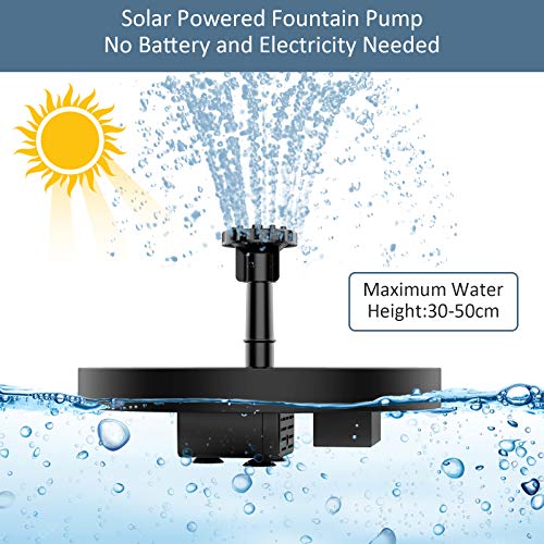 Solar Bird Bath Fountain with 6 Nozzles and Pump U44858