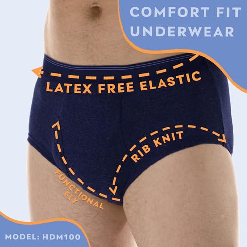 Men’s Incontinence Briefs with Super Absorbency, Reusable & Washable, Gray, M L42743