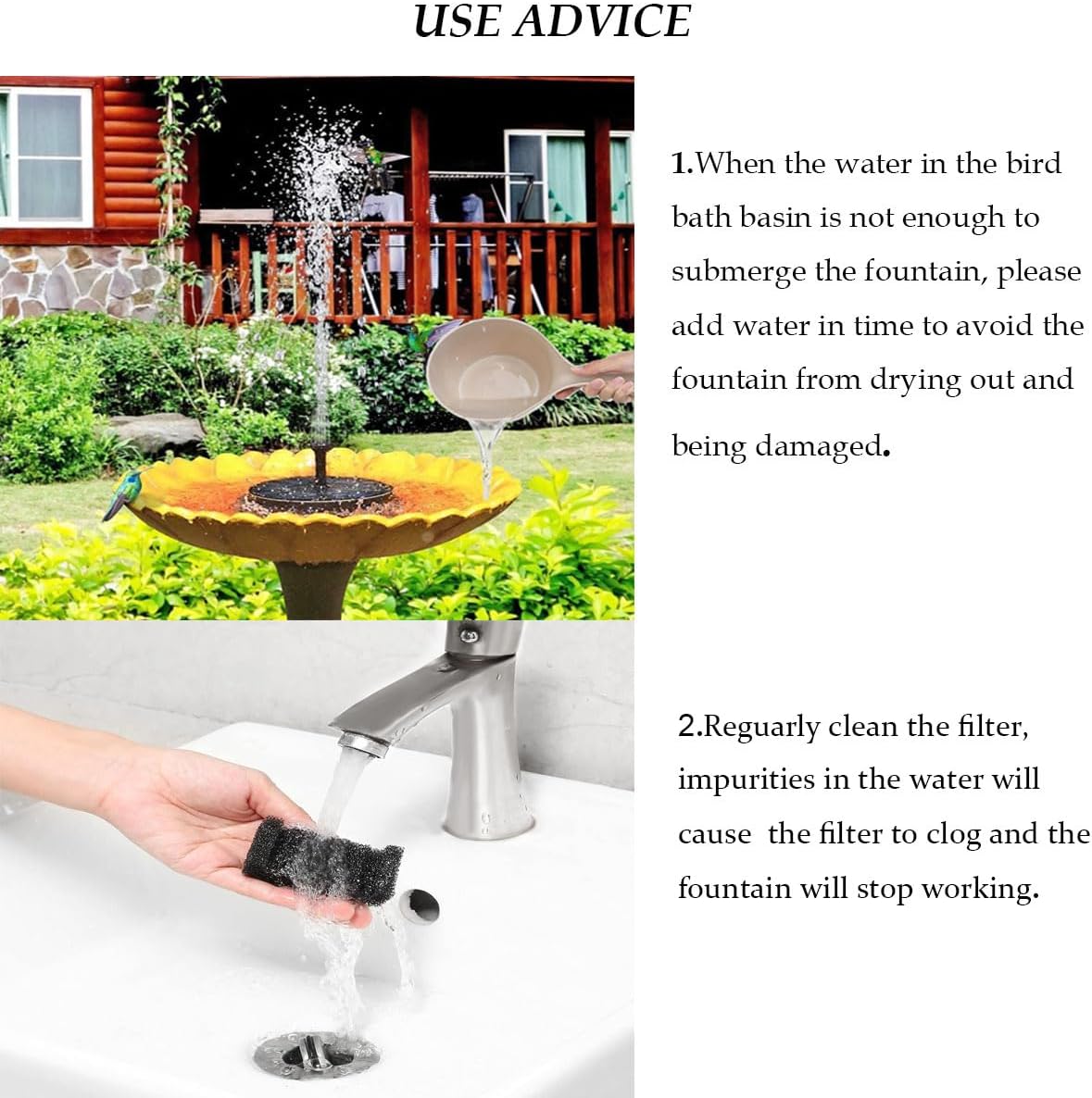 Solar Fountain Water Pump for Bird Bath, Mini Solar Powered, Outdoor Garden C99912