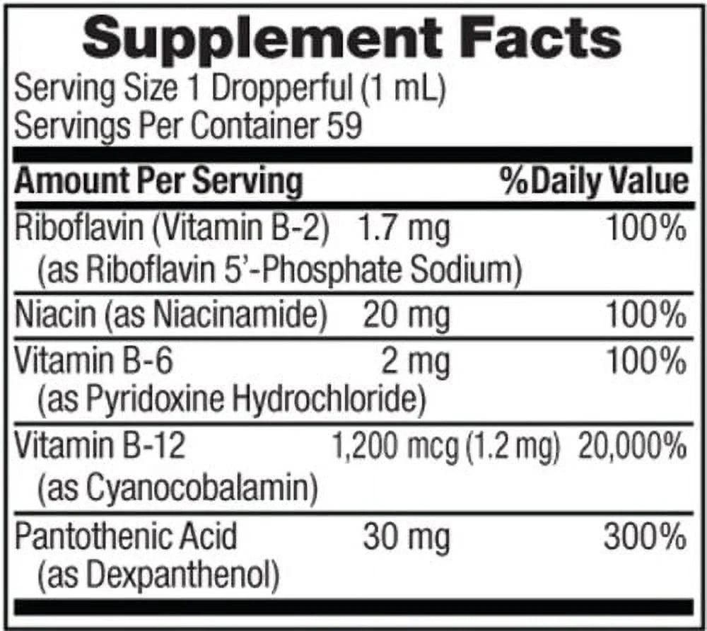 Vitamin B Complex with B-12 Sublingual Liquid, 2 oz, 4-Pack W724446