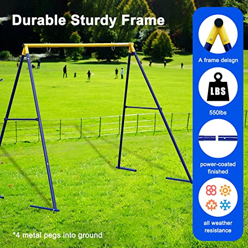 Saucer Tree Swing with A Frame Stand, Heavy Duty Outdoor Swing for Kids Y545819