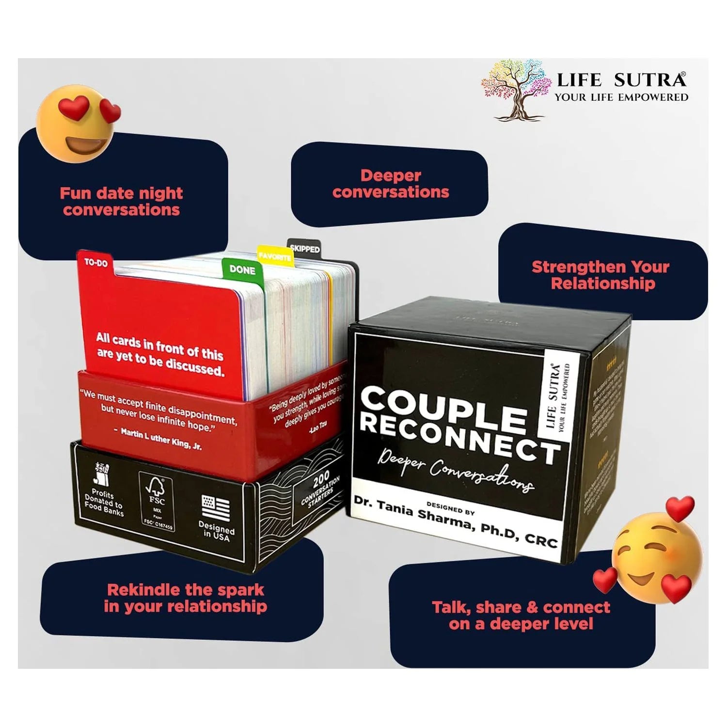 Couple Reconnect Game - 200 Conversation Cards for Married Couples J958