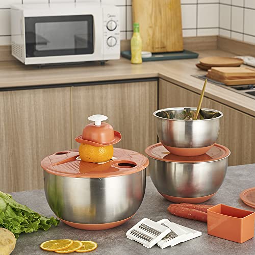 Stainless Steel Mixing Bowls Set of 3 with Airtight Lids and Graters R74362