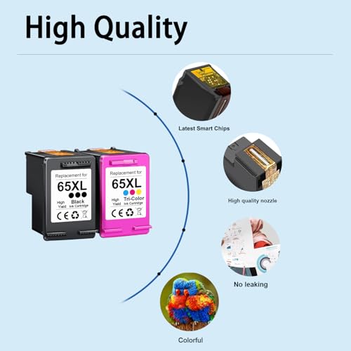 Ink Cartridges Black/Color Combo Pack (2-Pack) for HP Envy 6000 6400 6055 6032 Pro 6455 Deskjet 2700 2755 2752 2722 2732 Plus 4155 Printer P4938