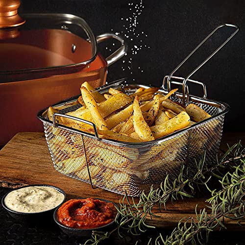 Copper Cookware Set 5 Piece, Non Stick Deep Frying Pan with Steamer Rack Y722