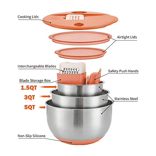 Stainless Steel Mixing Bowls Set of 3 with Airtight Lids and Graters R74362