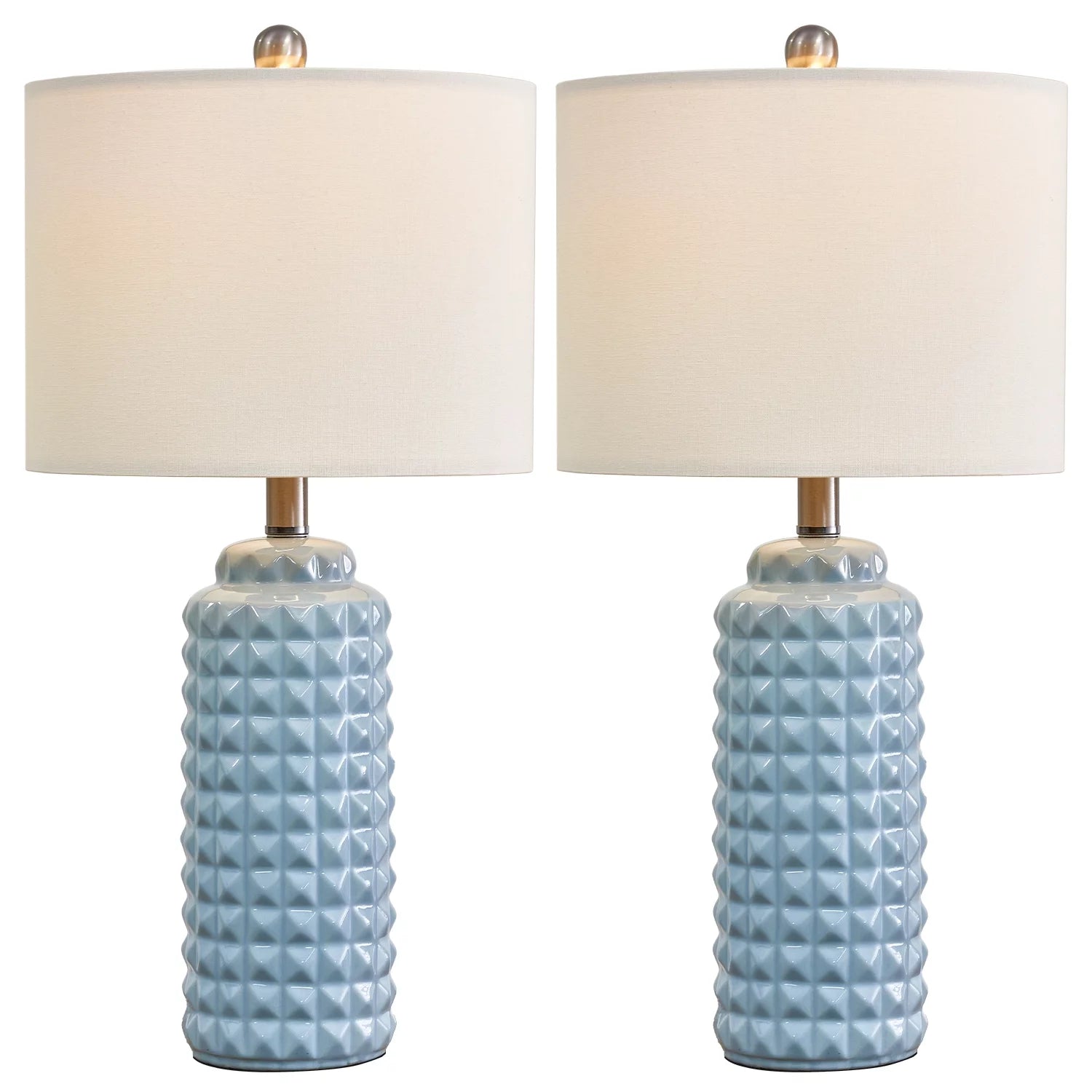 Ceramic Table Lamp for Living Room Bedroom, Light Blue, Set of 2 X857439