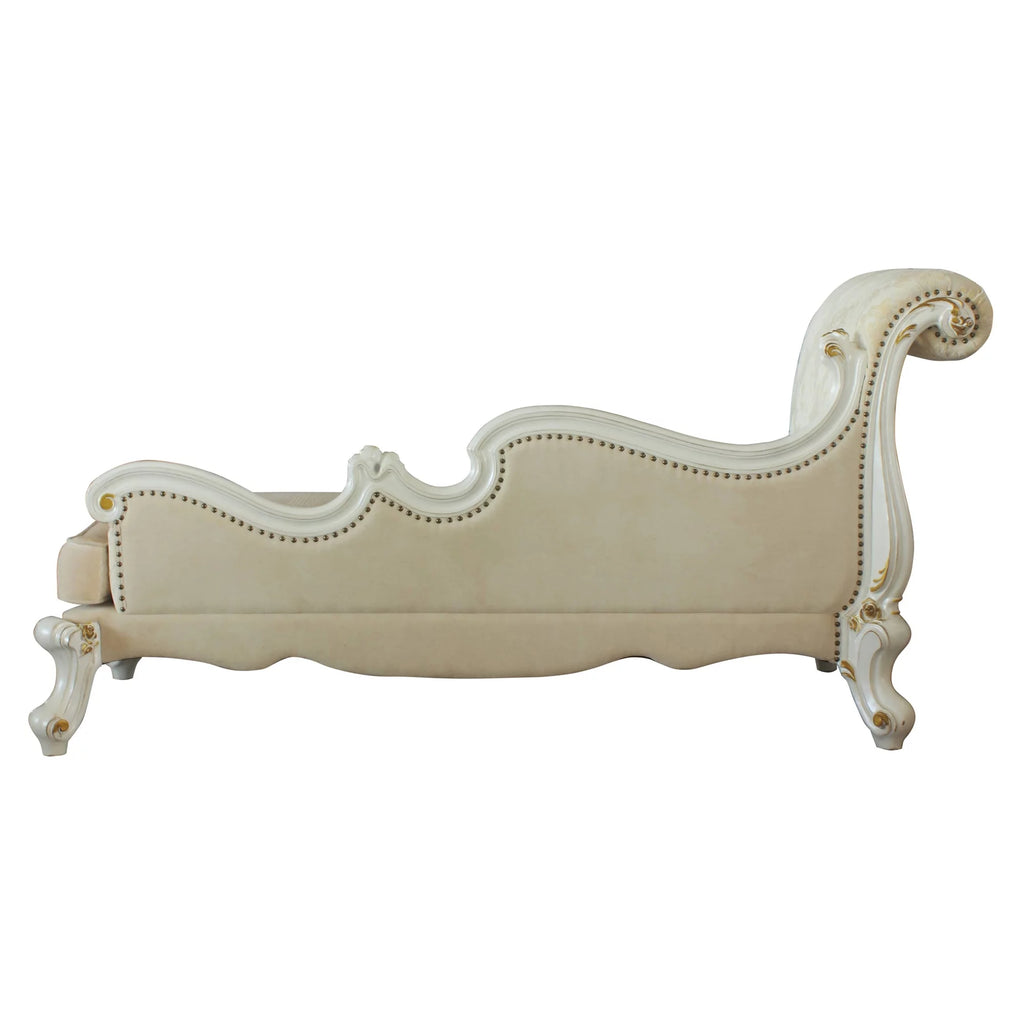 One Arm Chaise with Nailheads in Antique Pearl W16991
