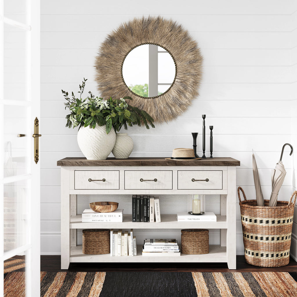Rustic Reclaimed Pine Farmhouse Sofa Console Table G347879