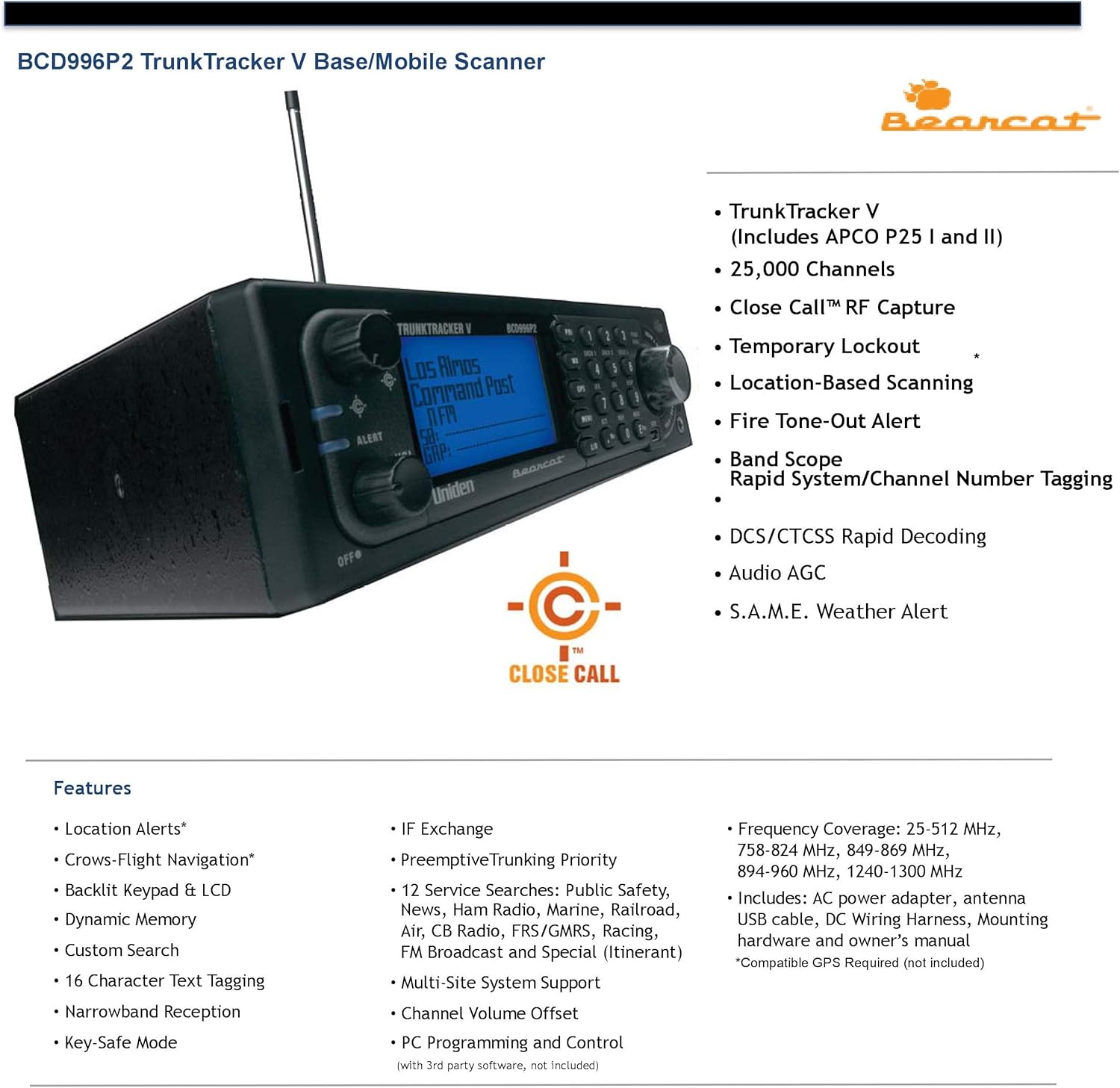 Digital Mobile TrunkTracker Scanner with External Speaker G452989