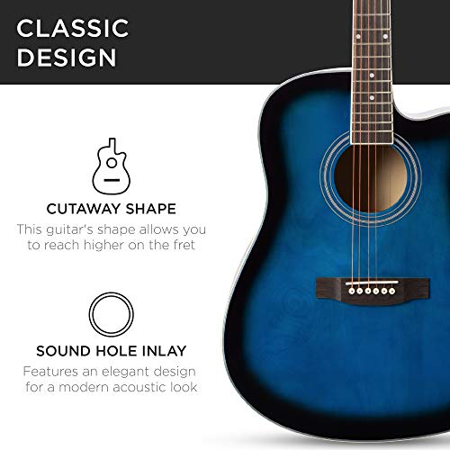 41in Full Size Acoustic Guitar Starter Set with Case, Strap, Capo, Strings, Picks V879042