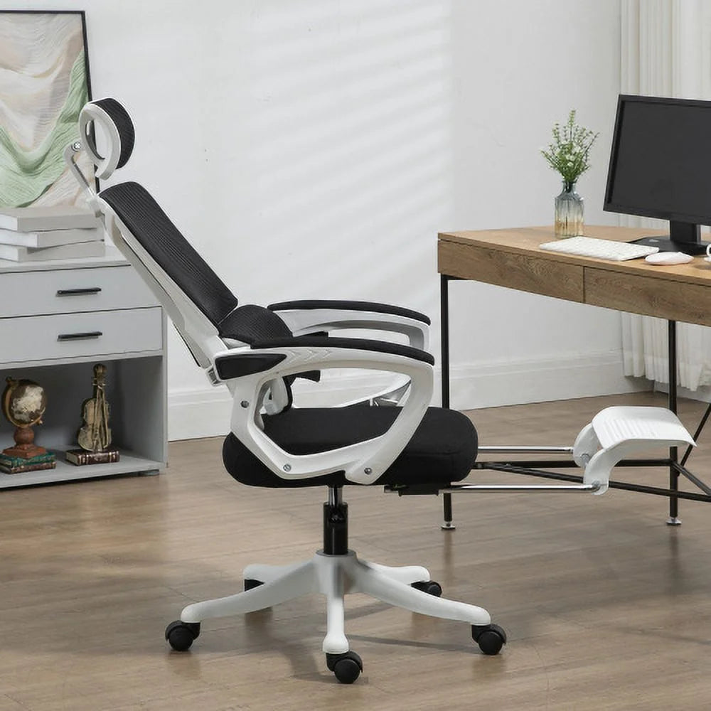 High Back Fabric Office Chair with Adjustable Headrest and Lumbar Support T4409