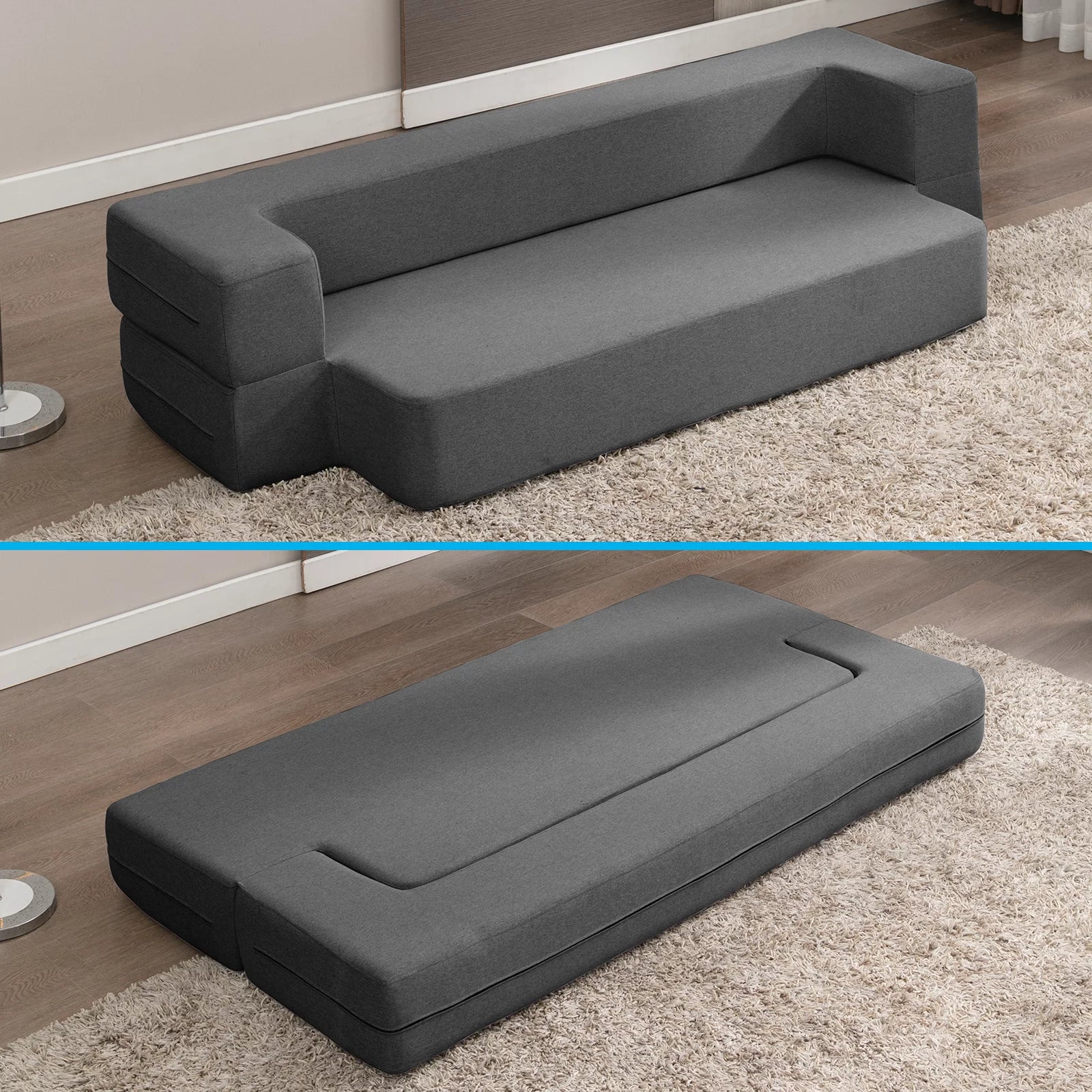 Folding Queen Size Sleeper Sofa Bed with Memory Foam, Dark Gray C28121