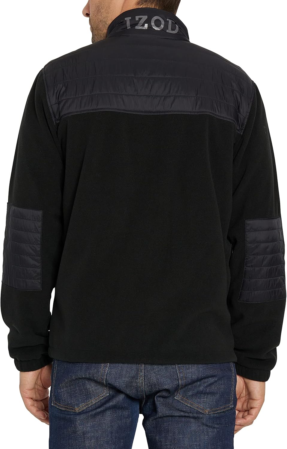 Men's Fleece Jacket with Nylon Trim, Black, XX-Large U976623