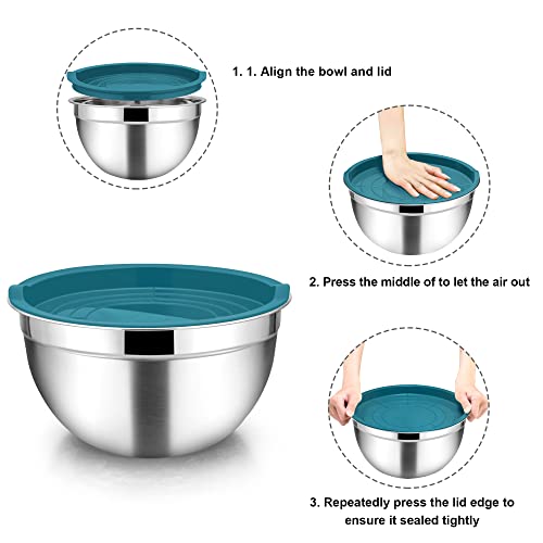 Stainless Steel Mixing Bowl Set with Lids, 5 Pieces F2169