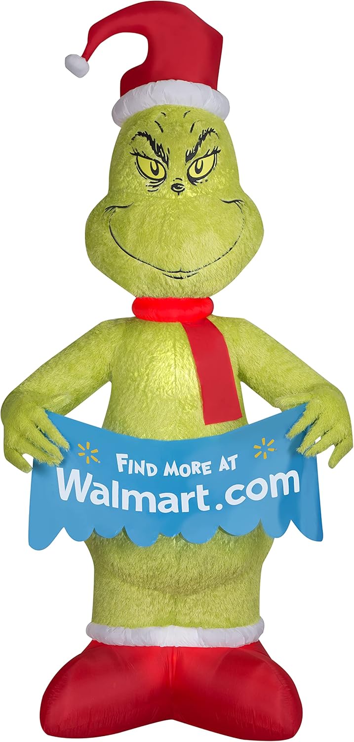 10' Gemmy Airblown Mixed Media Dr. Seuss Grinch w/Banner