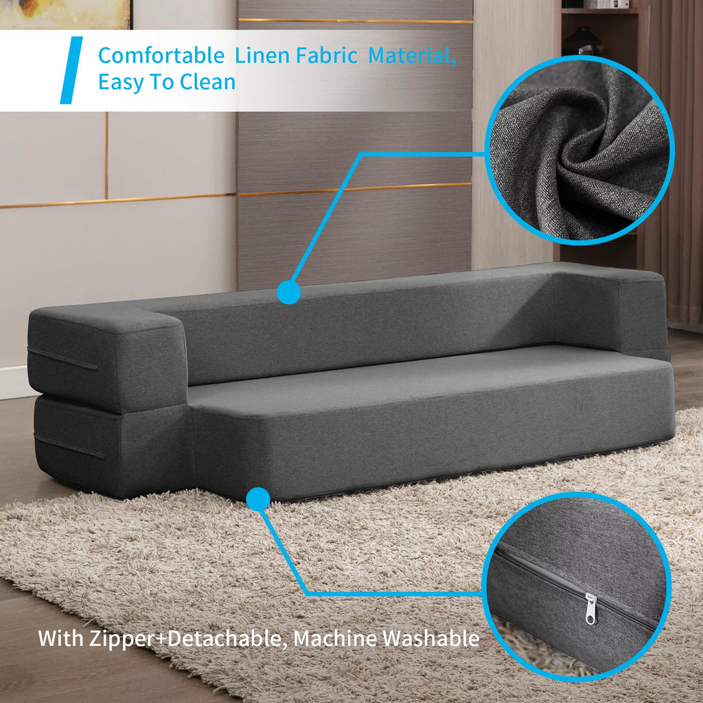Folding Queen Size Sleeper Sofa Bed with Memory Foam, Dark Gray C28121