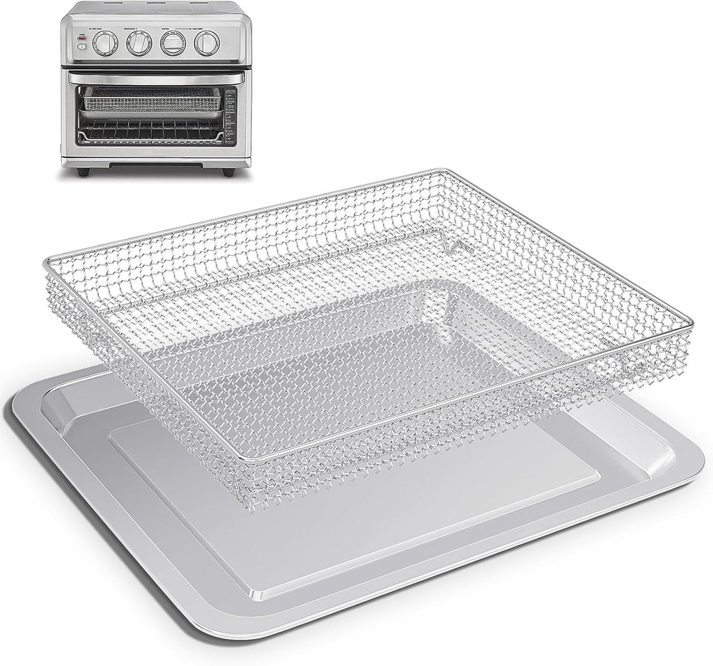 Stainless Steel Baking Tray Pan and Air Fryer Basket Compatible with Cuisinart Airfryer TOA-060 and TOA-065