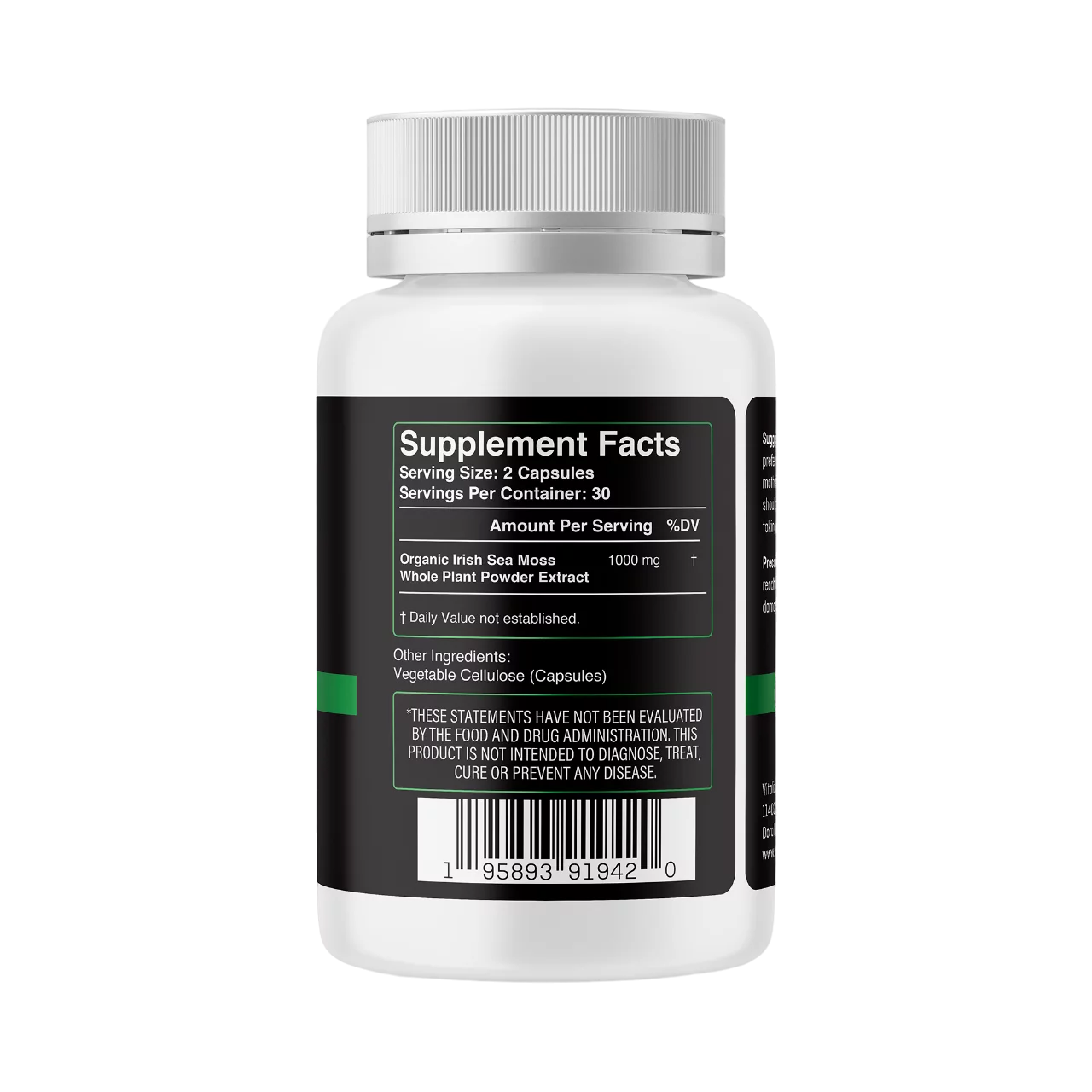Organic Wildcrafted Irish Sea Moss Vegan Capsules O295