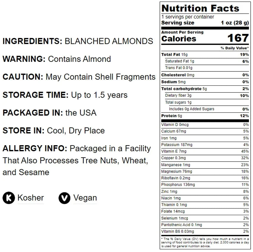 Blanched Almond Flour, 12 Pounds, Kosher, Vegan Z63840