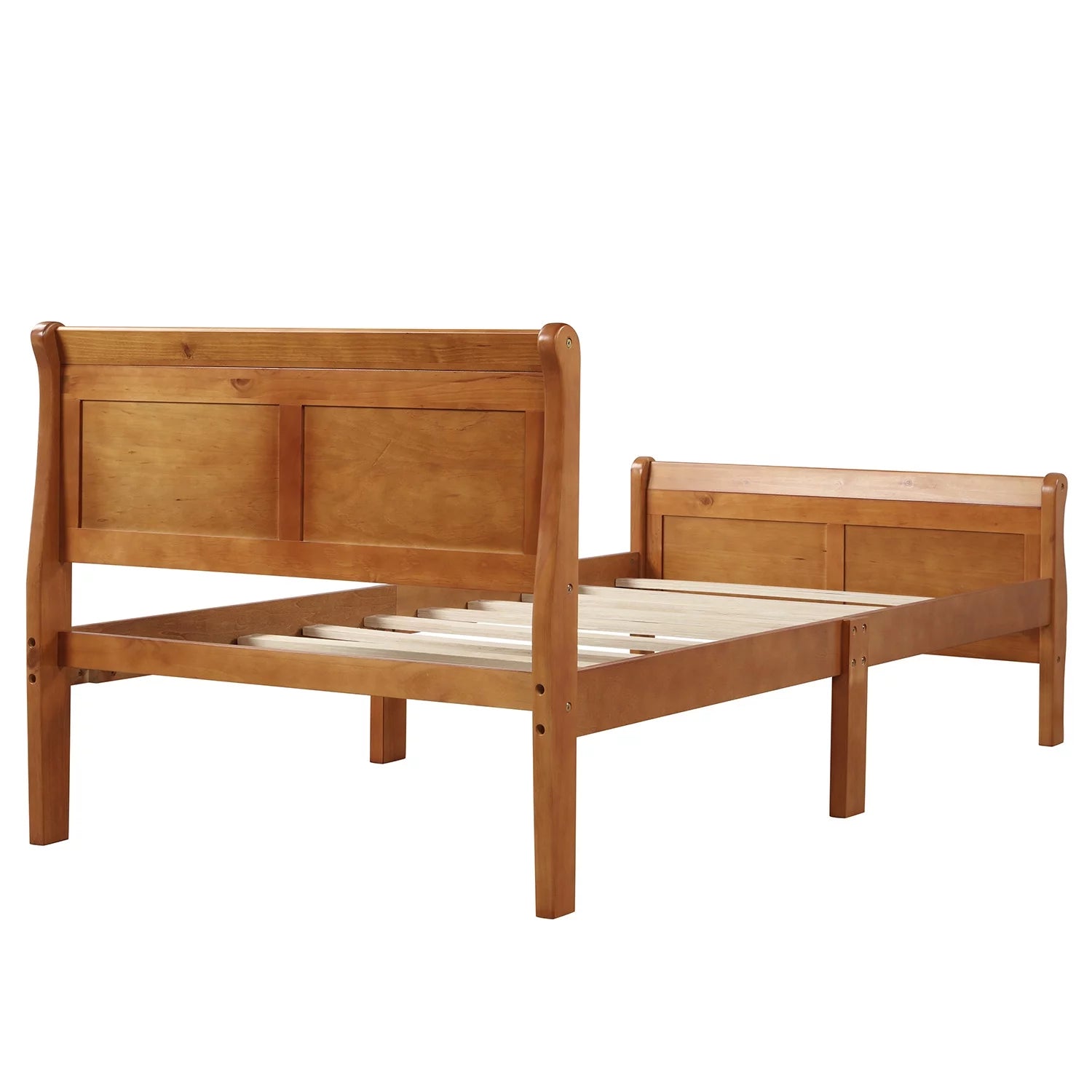 Twin Platform Bed Frame with Headboard and Wood Slat Support X468