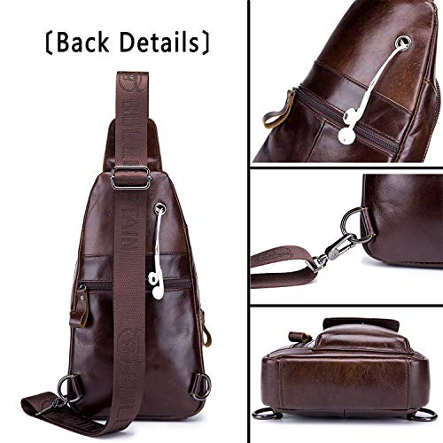 Men's Leather Crossbody Sling Bag for Travel Hiking X970