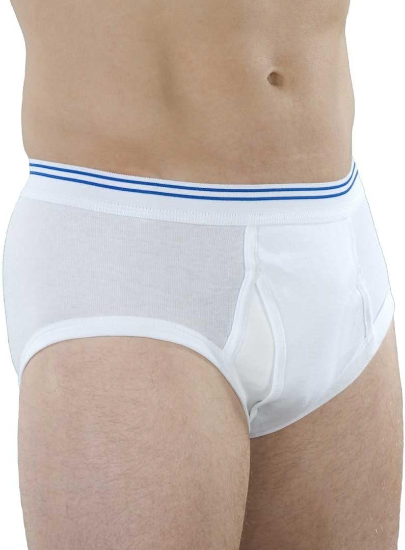 Wearever Incontinence Underwear for Men - Reusable & Washable Men's Bladder Control Briefs with Regular Absorbency - Leak Proof Underwear (Pack of 3) (White) (XL)