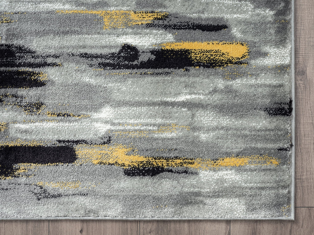 Mid Century Modern Area Rug 6 x 9 Grey Yellow O308