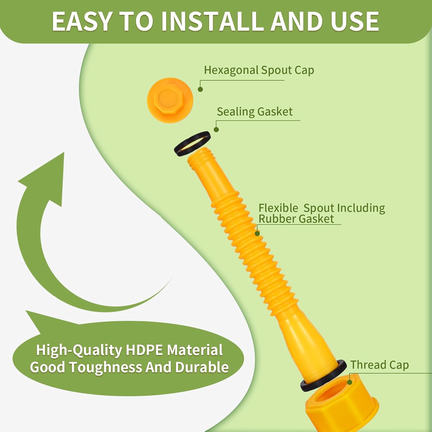 Gas Can Spout Replacement, Anti-Spill Nozzle with Flexible Spout U858252