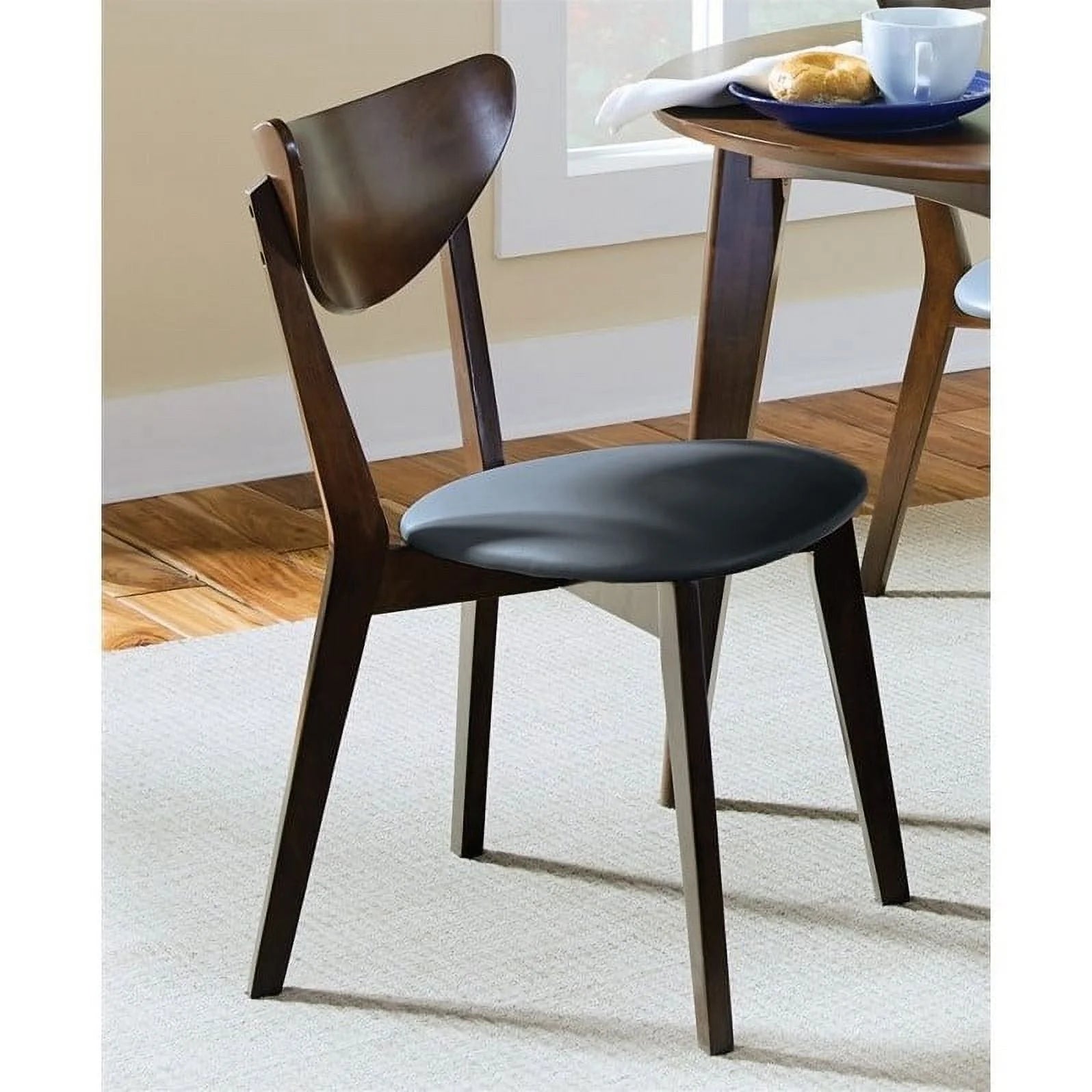 Mid Century Modern Dining Table and 4-Chair Set in Dark Walnut C20302