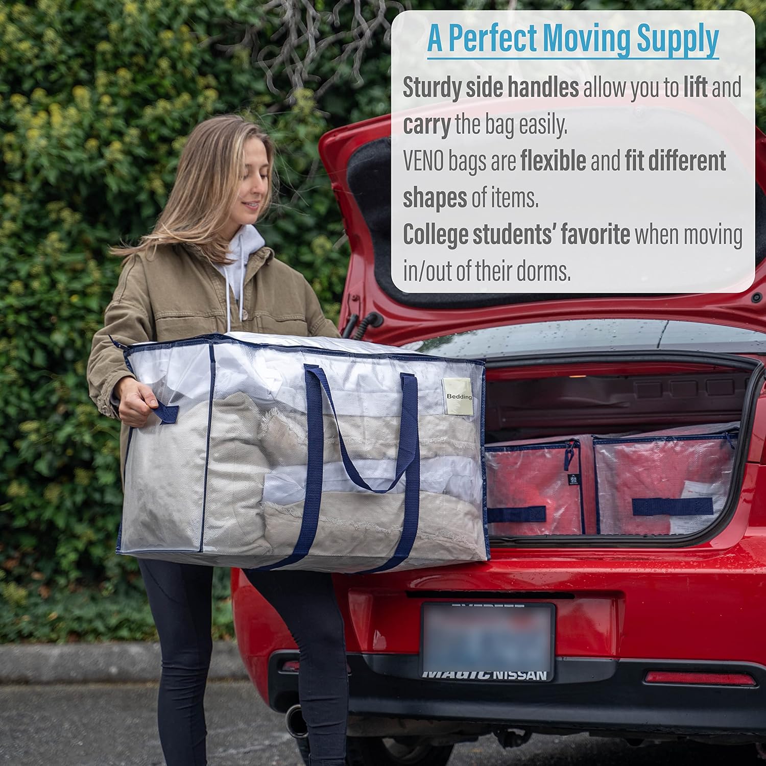 12 Pack Heavy-Duty Moving Bags with Backpack Straps and Label Pocket B7764