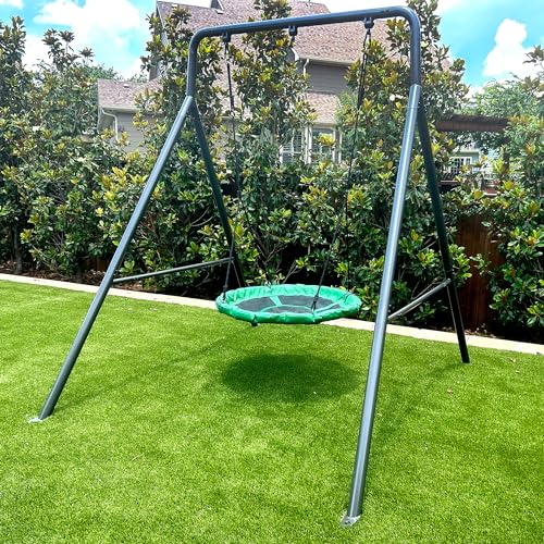 Single Swing Set Frame with 39" Round Platform Tree Swing C3642