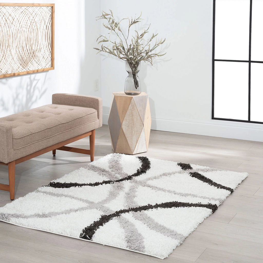 Modern White Area Rug 4x6 for Living Room, Bedroom, Dining Room, Indoor Entryway Y927030