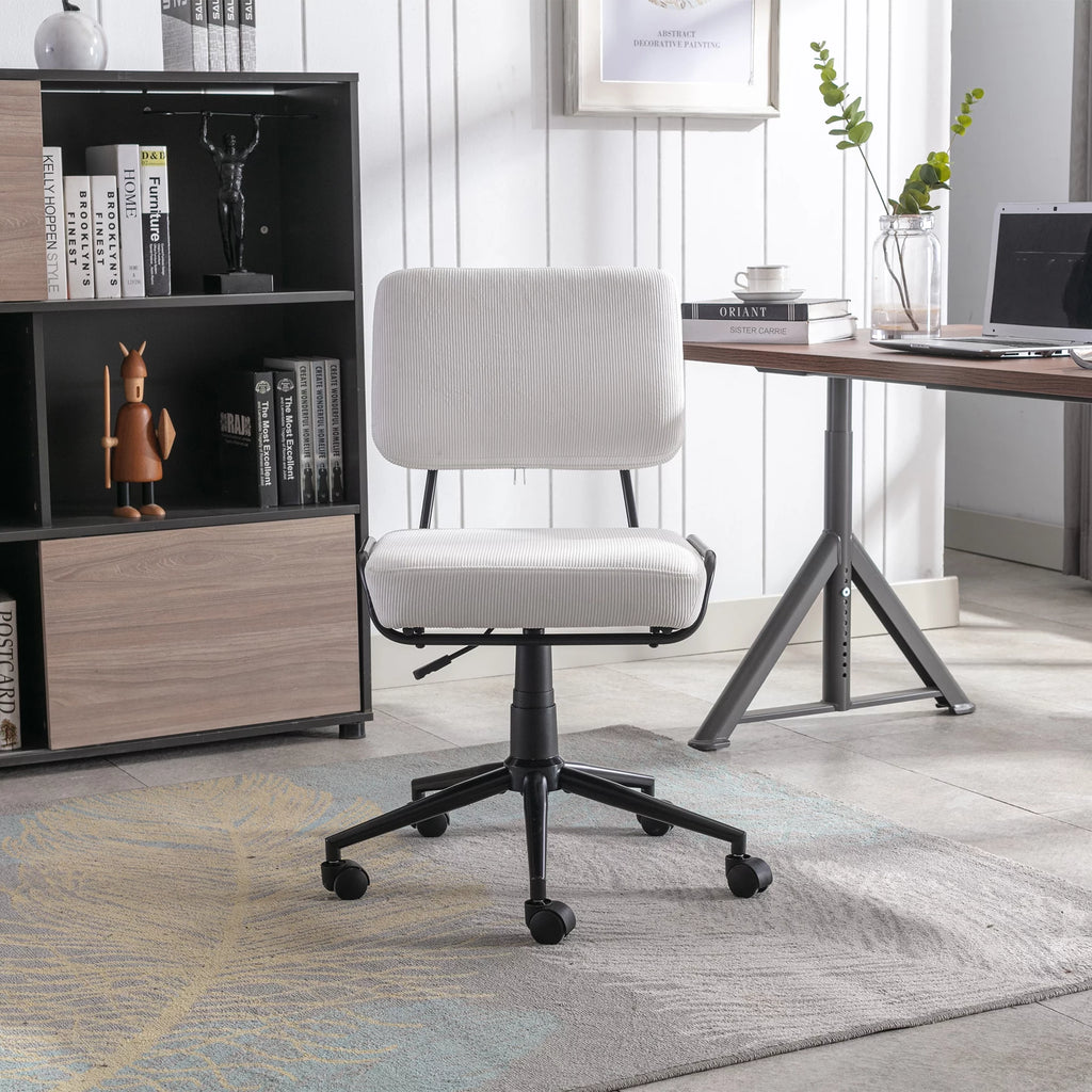 Corduroy Upholstered Swivel Desk Chair with Wheels S9217