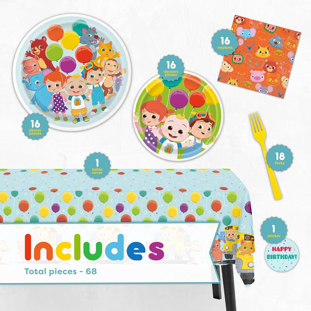 Party Supplies Set for 16 Guests with Table Cover, Plates, Napkins Q76327
