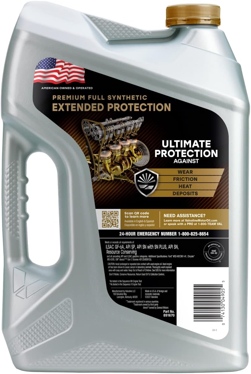 Valvoline Extended Protection Full Synthetic Motor Oil SAE 5W-30 5 QT (Pack of 2)
